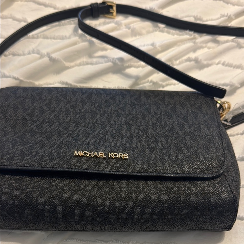 Michael Kors logo convertible crossbody bag black MK logo handbag